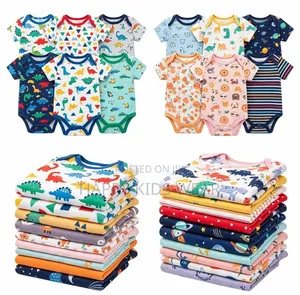 3pcs 100% Cotton Newborn Short Sleeve Jumpsuit