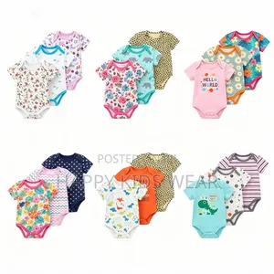 3pcs 100% Cotton Newborn Short Sleeve Jumpsuit