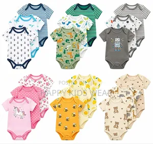 3pcs 100% Cotton Newborn Short Sleeve Jumpsuit