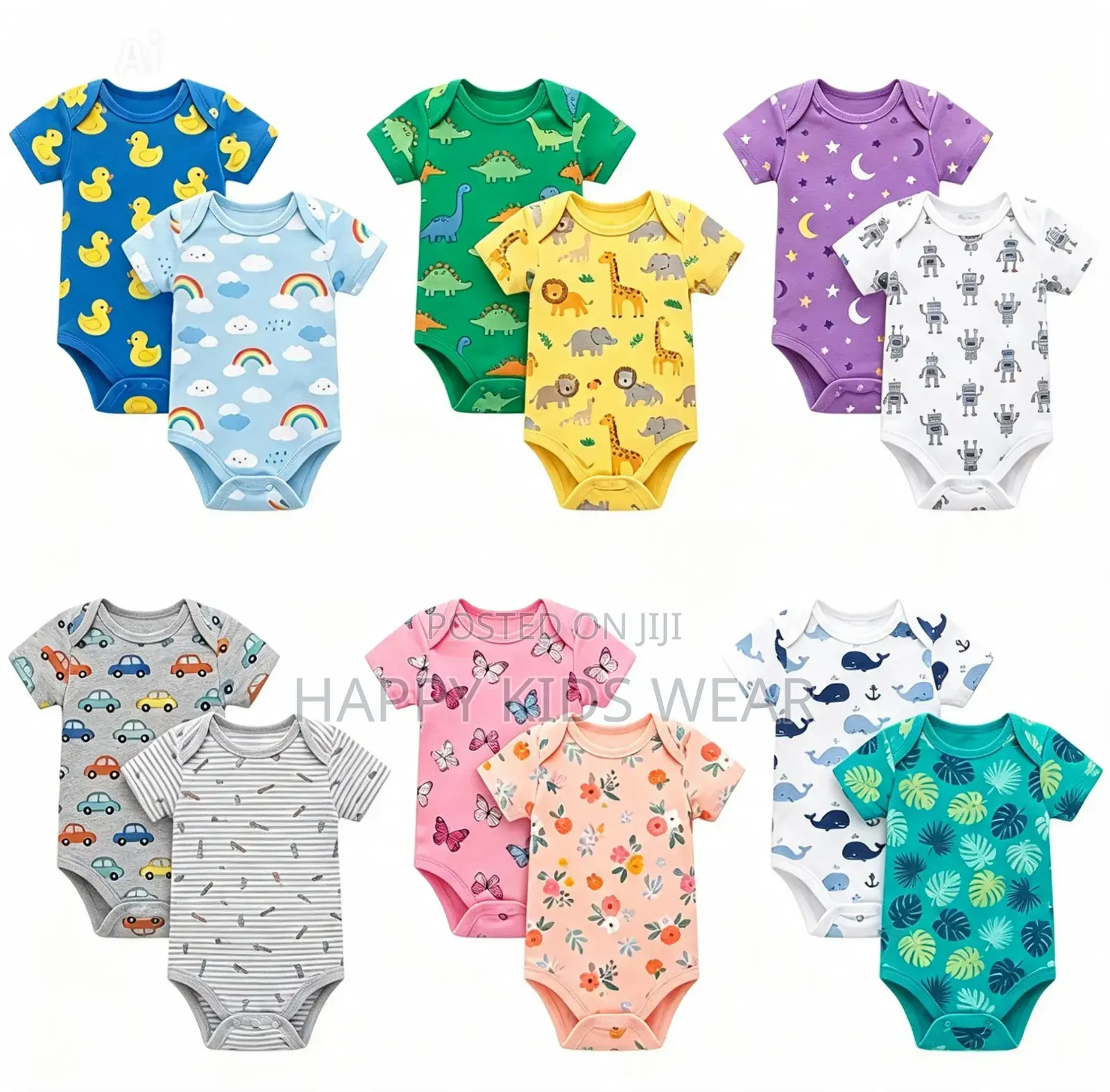 3pcs 100% Cotton Newborn Short Sleeve Jumpsuit