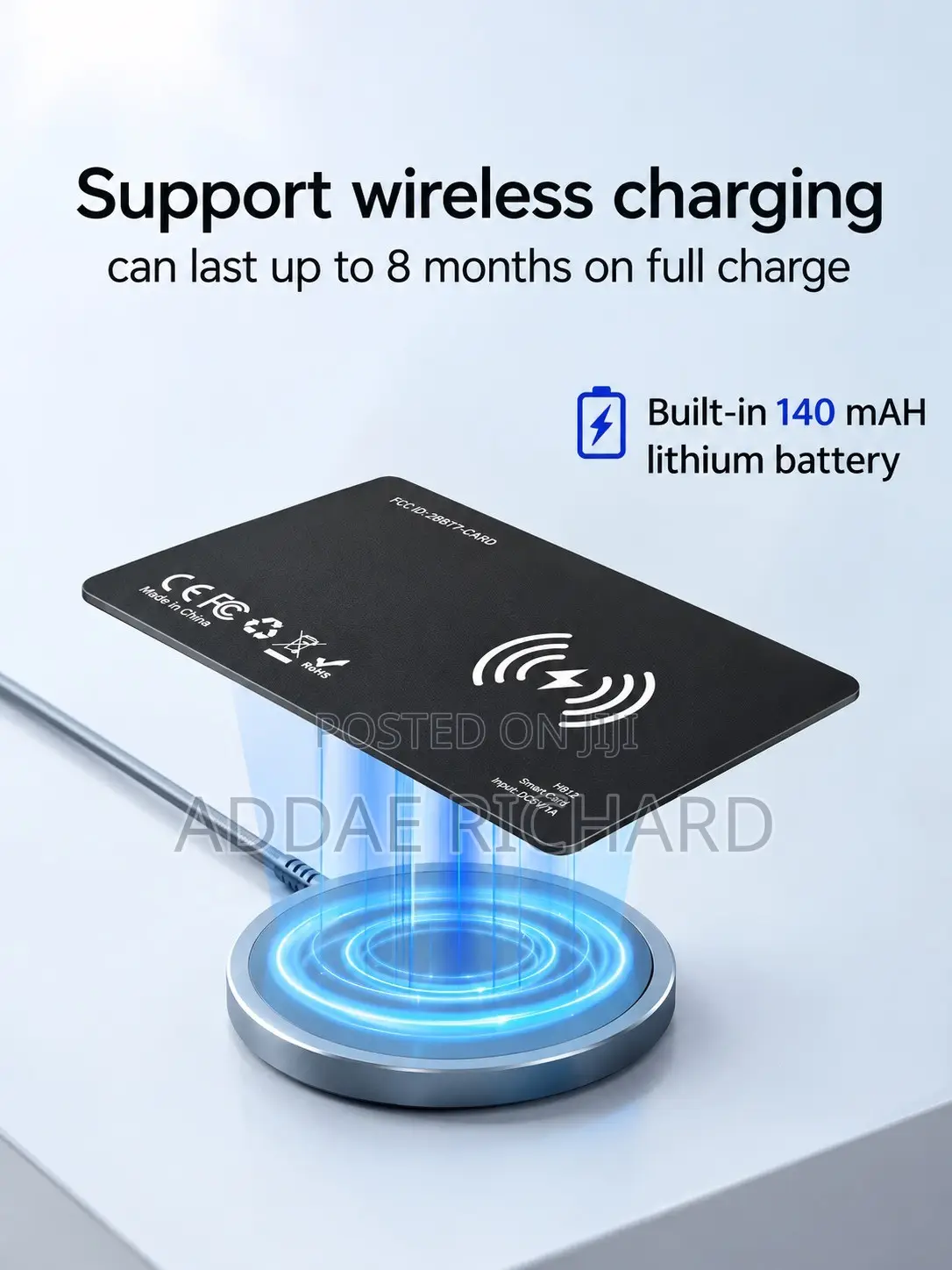 Ultra-Thin GPS Tracker Card (With Wireless Charging and Apple Find My)