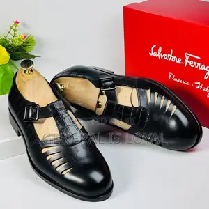 Black Salvatore Ferragamo Leather Hybrid Shoe-Sandals