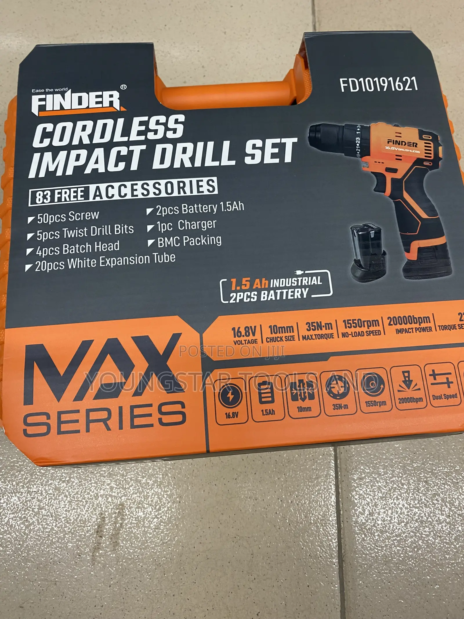 Finder 16.8V Cordless Impact Drill Set(MAX Series)-With 83 Accessories
