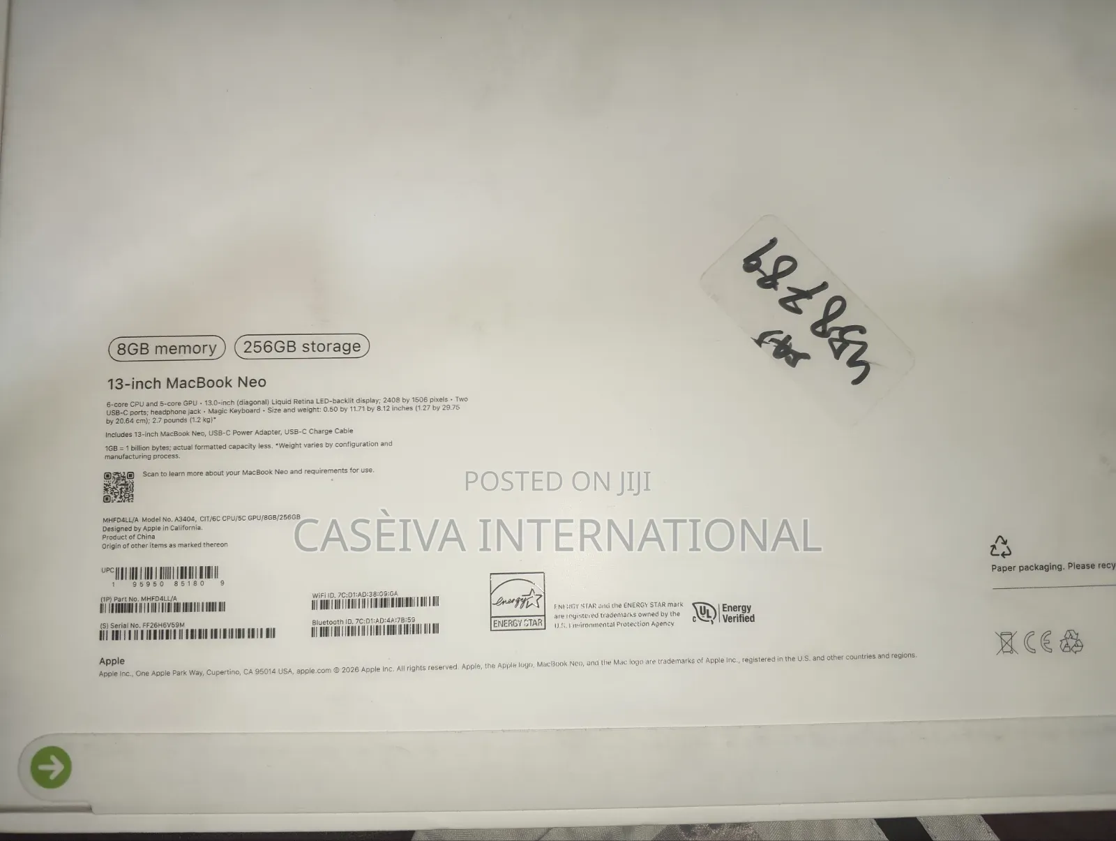 New Laptop Apple MacBook 8GB SSD 256GB
