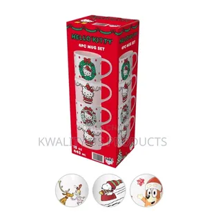 Hello Kitty 4-Pack Stackable Ceramic Holiday Mugs Set - 443 Ml