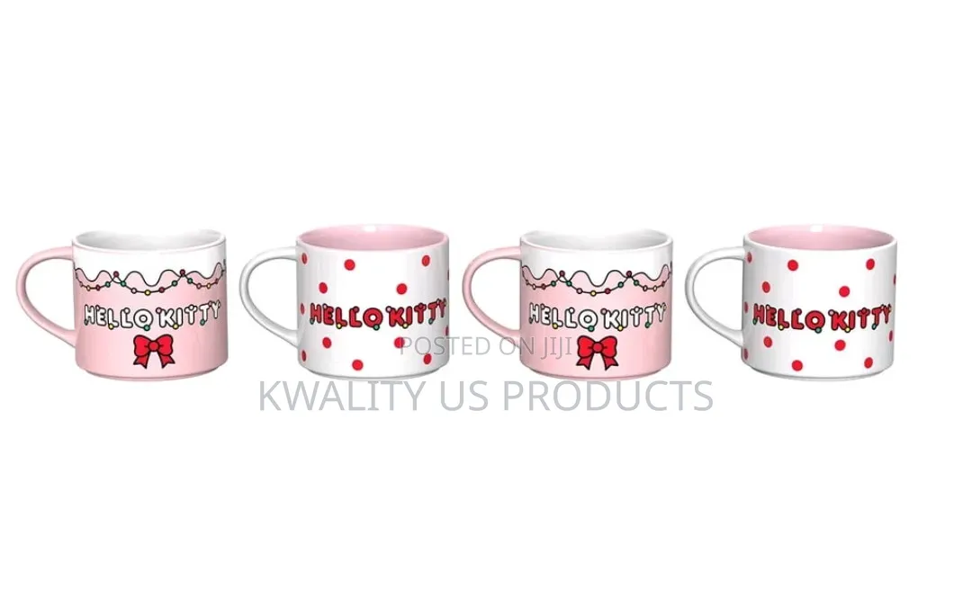 Hello Kitty 4-Pack Stackable Ceramic Holiday Mugs Set - 443 Ml