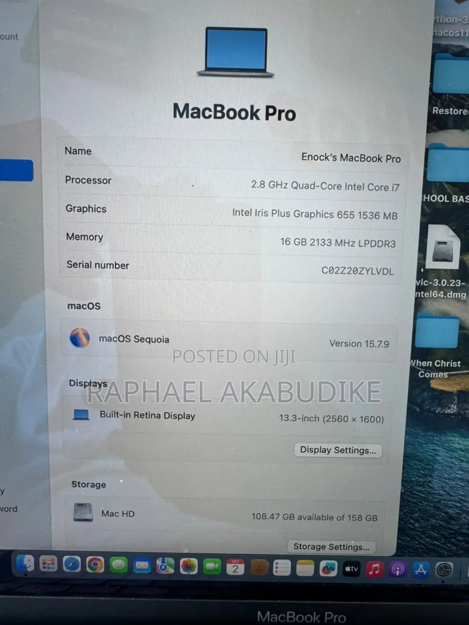 Laptop Apple MacBook Pro 2019 16GB Intel Core i7 SSD 256GB