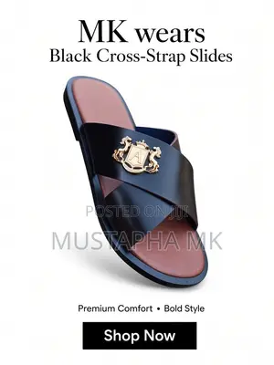 Men Cross Strap Slides