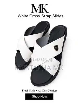 Men Cross Strap Slides