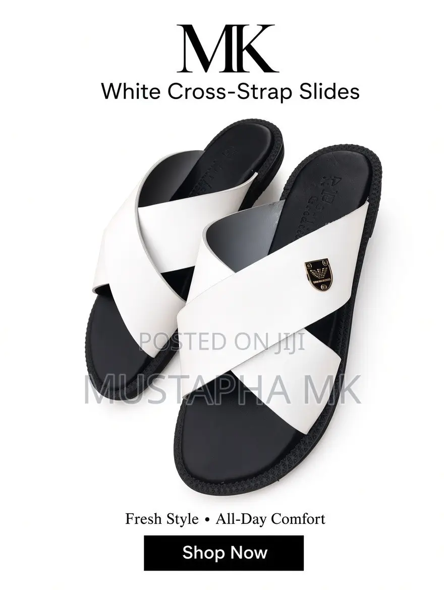 Men Cross Strap Slides
