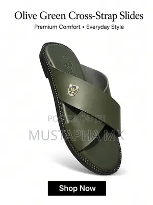 Men Cross Strap Slides