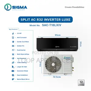 New Sigma 2.0hp Luxe Split R32 Dual Inverter Black AC - SAC-T18LXIV