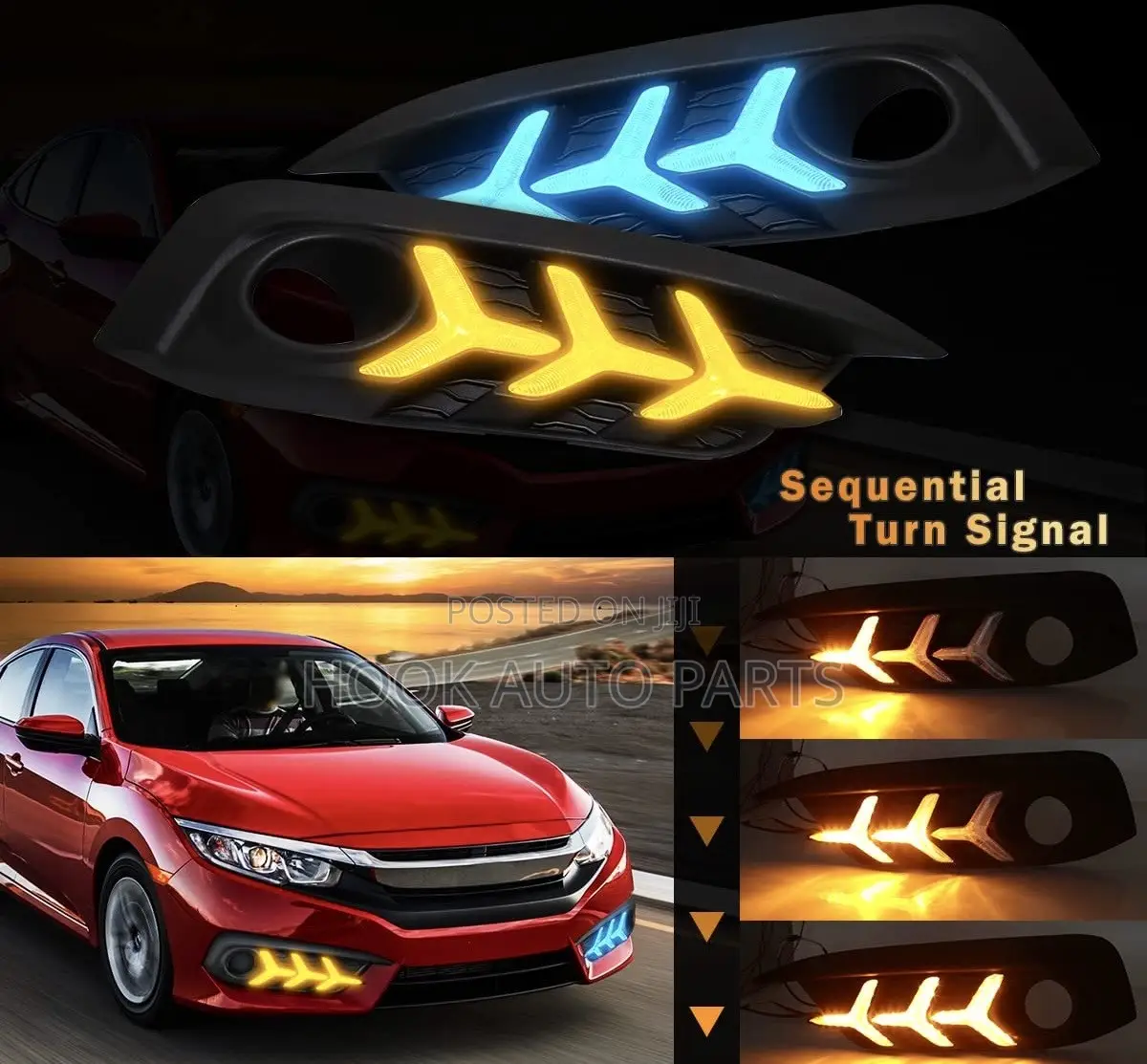Honda Civic 2016, 2017, 2018, 2019 Arrow LED Front Fog Light Cover