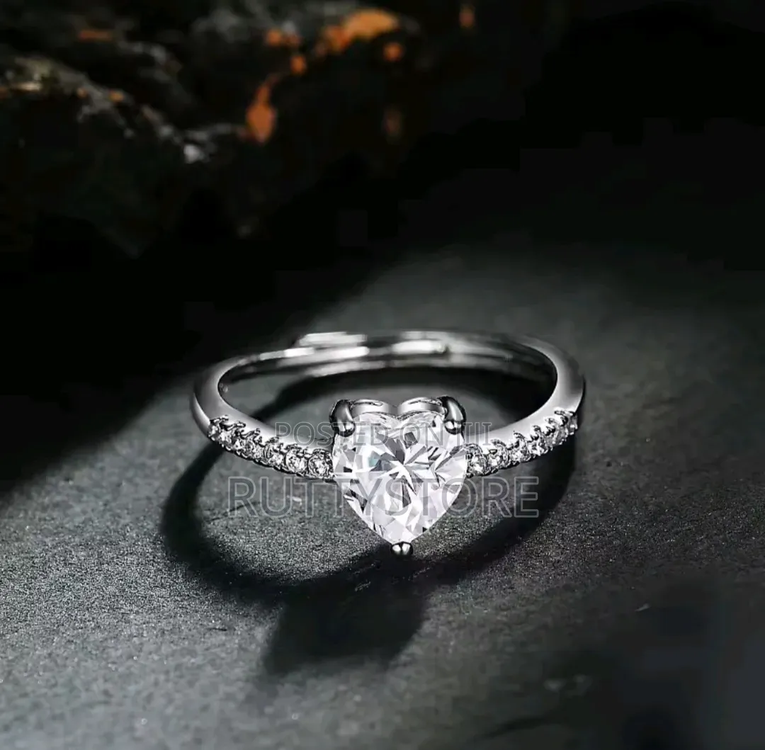 Heart Shaped 925 Sterling Engagement Ring (Adjustable)