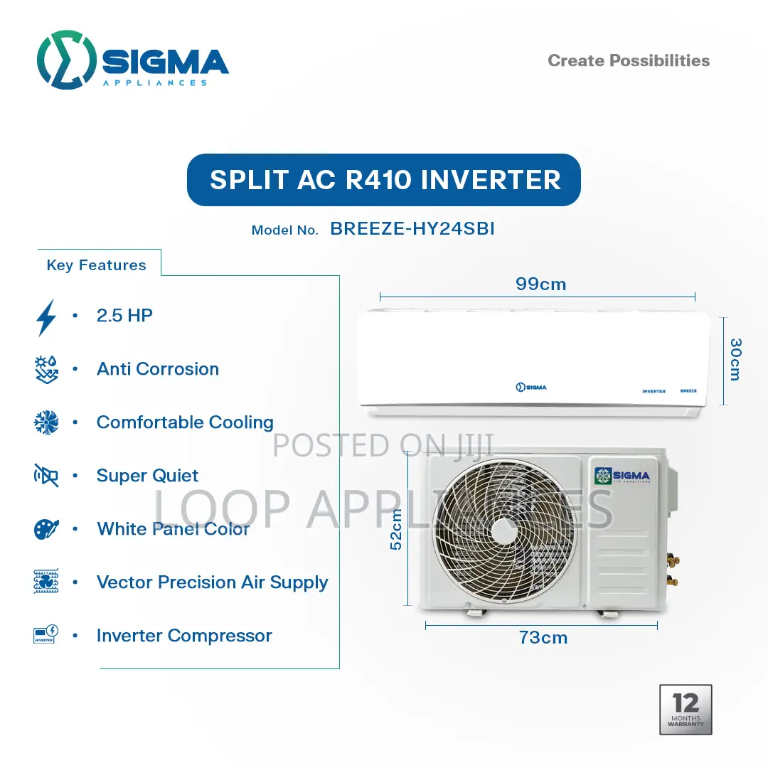 New 2.5hp Sigma Split R32 Inverter AC - Sac-T24brz32iv