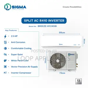 New 2.5hp Sigma Split R32 Inverter AC - Sac-T24brz32iv