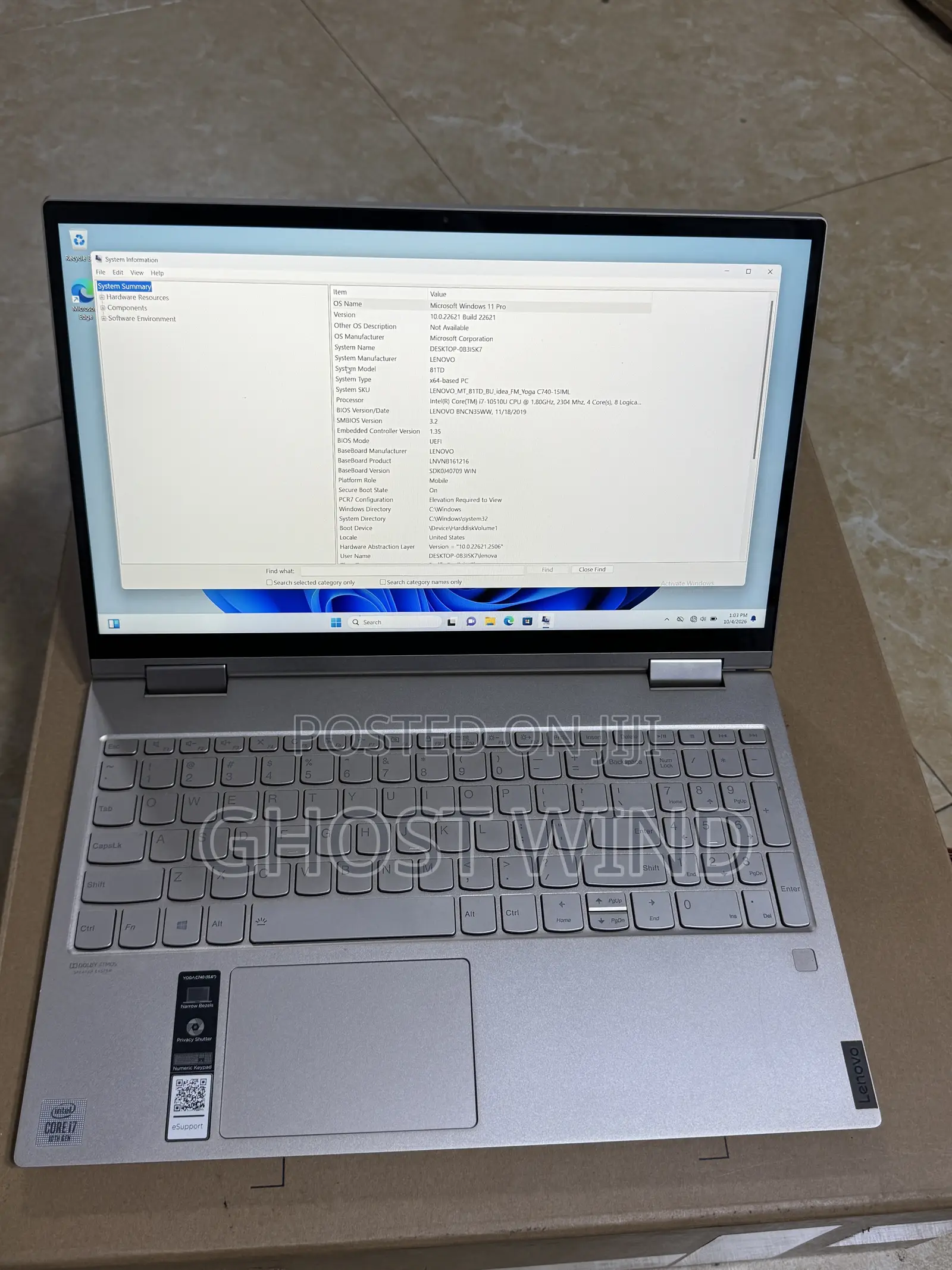Laptop Lenovo Yoga C740 12GB Intel Core i7 SSD 512GB