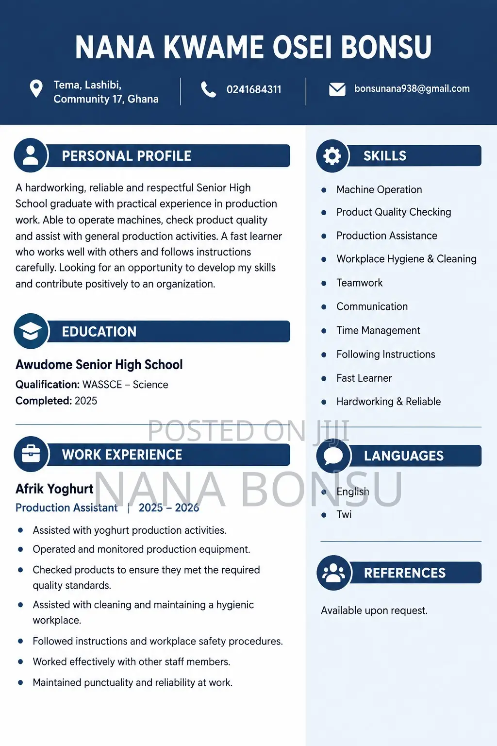 Manufacturing CV