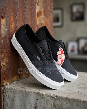 Original Vans Authentic Leather White Sole Black Upper