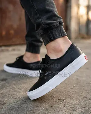 Original Vans Authentic Leather White Sole Black Upper