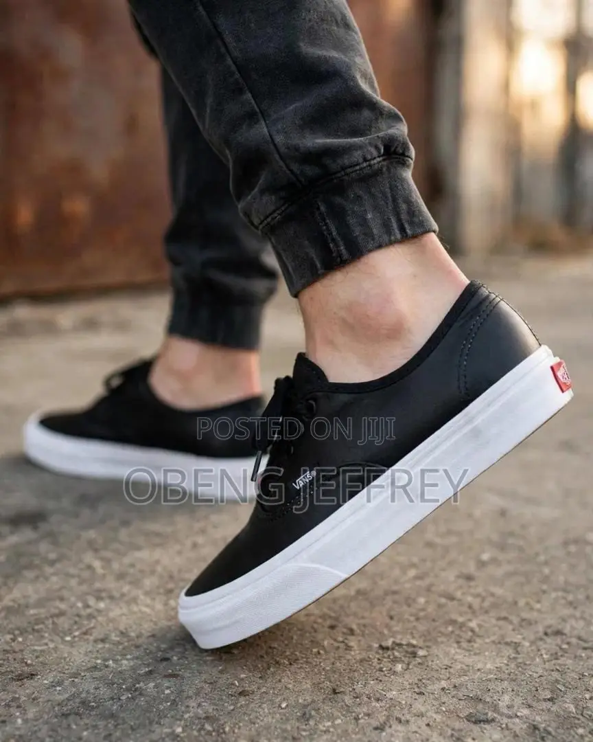 Original Vans Authentic Leather White Sole Black Upper