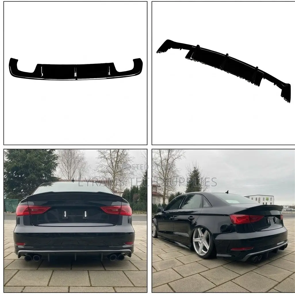 Audi A3 8V (2013-2016) Gloss Black Rear Bumper Diffuser Lip