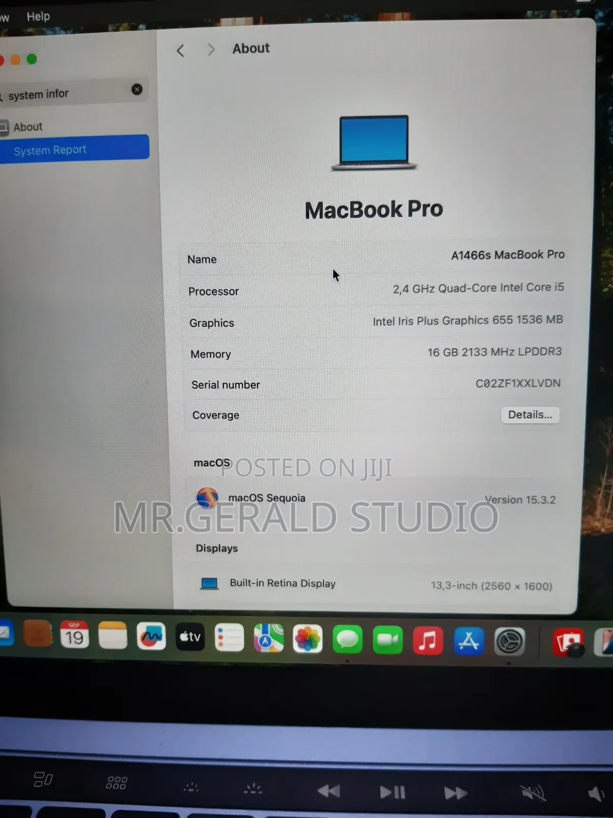 Laptop Apple MacBook Pro 2019 16GB Intel Core i5 SSD 256GB