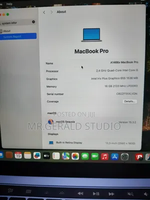 Laptop Apple MacBook Pro 2019 16GB Intel Core i5 SSD 256GB