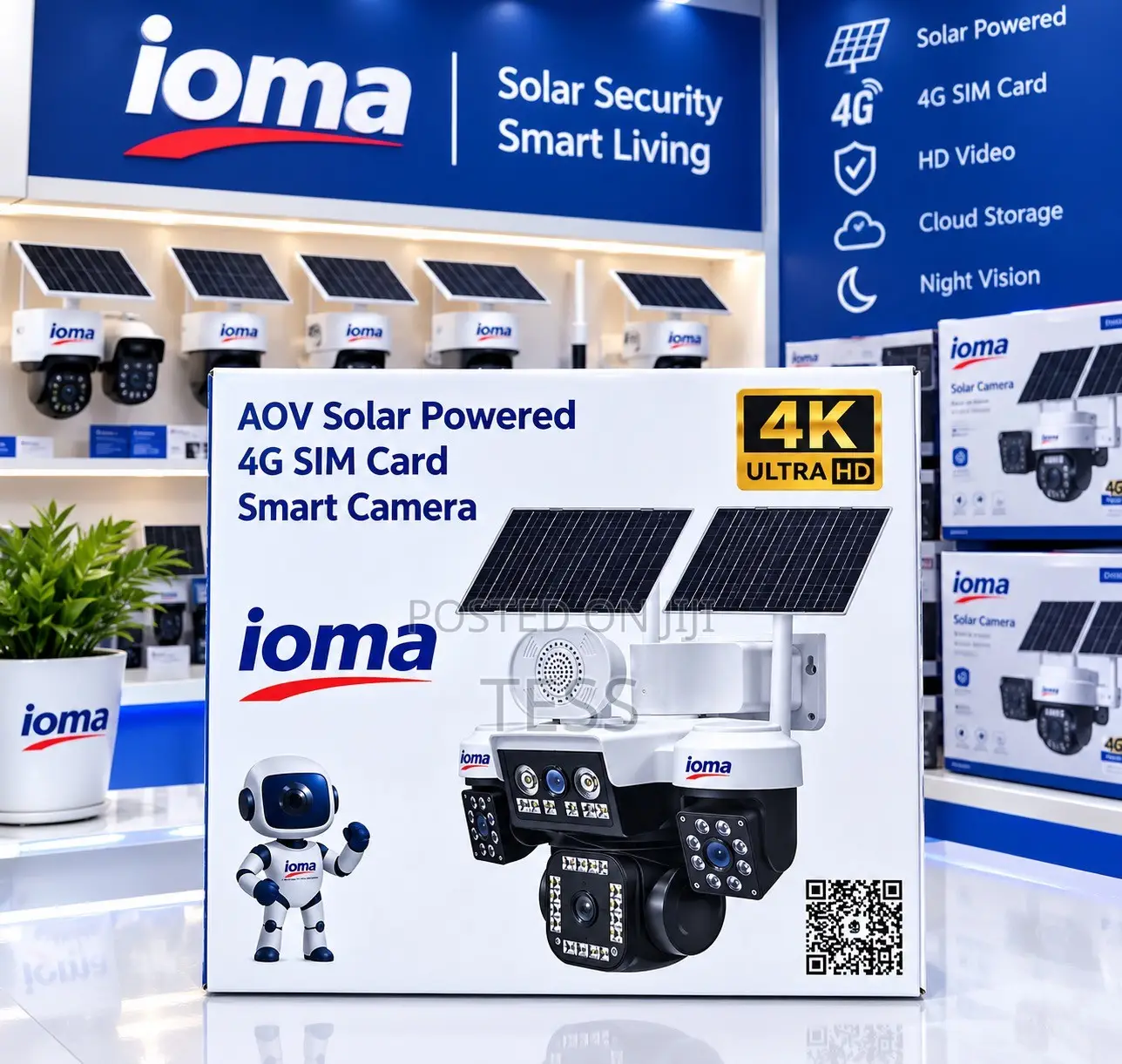 Solar 4G Sim Camera 4 Lens AOV 2 Way Talk Auto Human Tracking