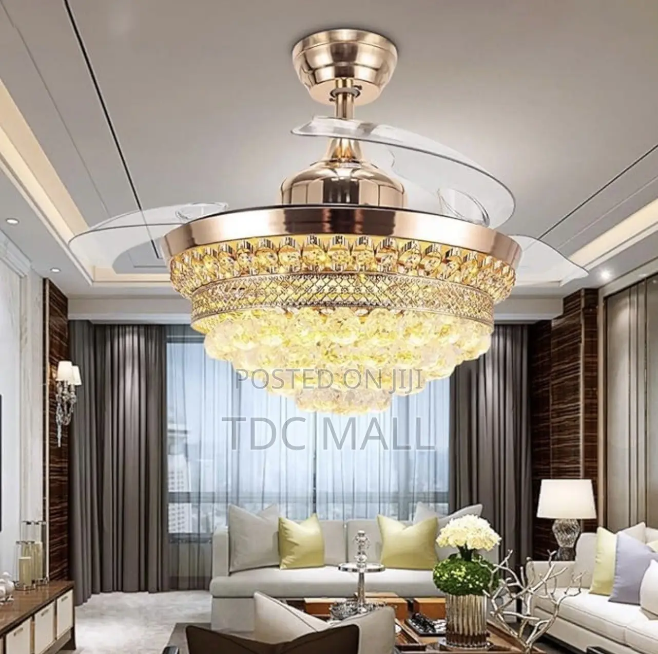 Luxurious Crystal Fanlight With Bluetooth + Voice Control & Remote