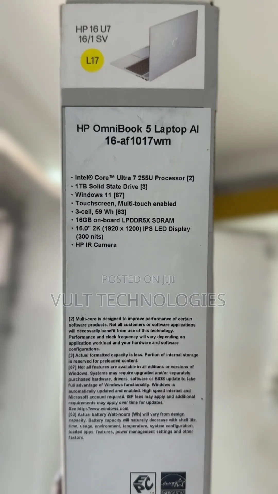 New Laptop HP OmniBook 5 16" 16GB Intel Core Ultra 7 SSD 1T