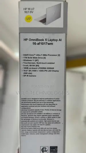 New Laptop HP OmniBook 5 16" 16GB Intel Core Ultra 7 SSD 1T