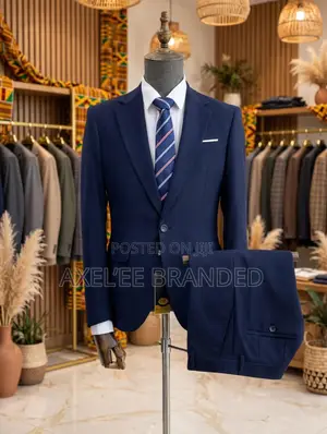 Executive Navy Single-Breasted Formal Suits Set