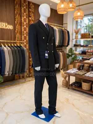 Black Double-Breasted Suits, Six Gold Buttons in Naval/Blazer