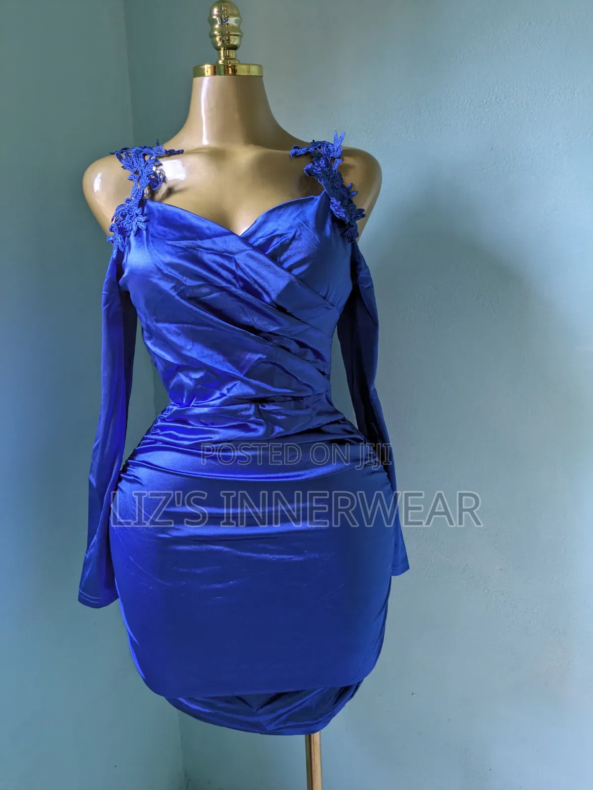 Royal Blue Satin Bodycon Mini Dress