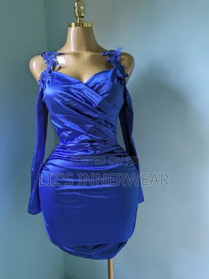 Royal Blue Satin Bodycon Mini Dress