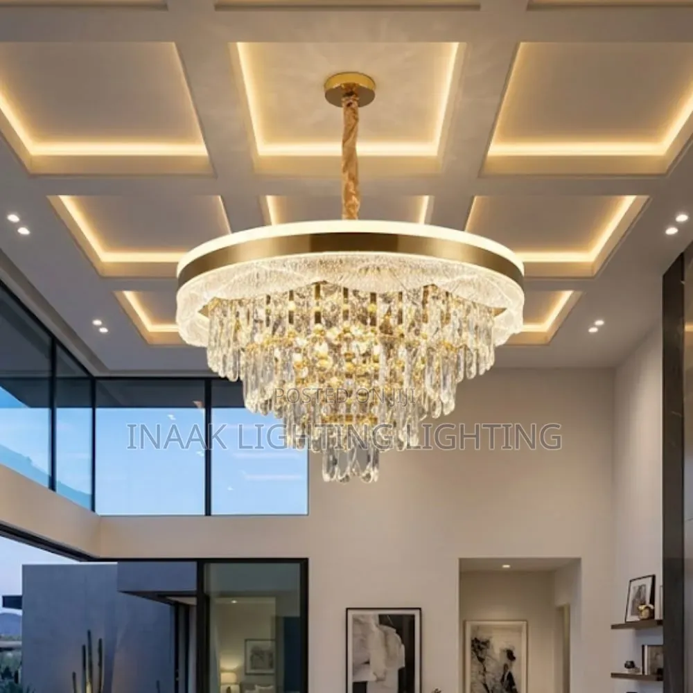 Luxury Gold Round Crystal Chandelier