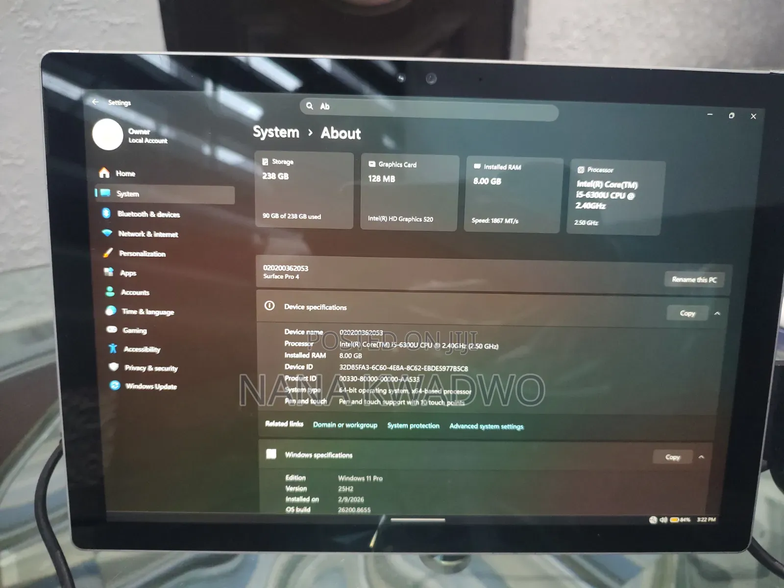 Laptop Microsoft Surface Pro 4 8GB Intel Core i5 SSD 256GB