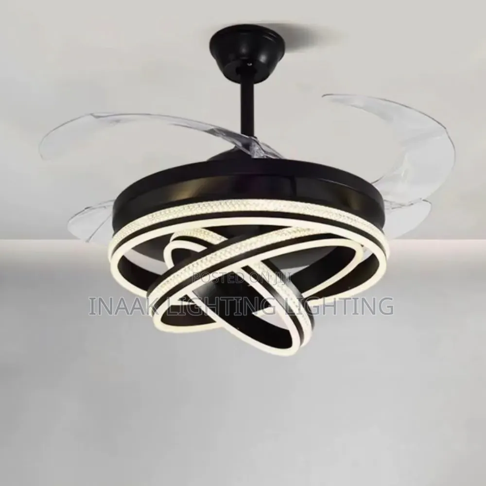 Modern LED Fan Chandelier - 2 in 1 Ceiling Fan With Light - Black