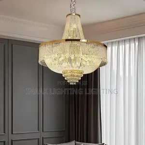 Luxury Gold Bowl Crystal Chandelier - Large Round