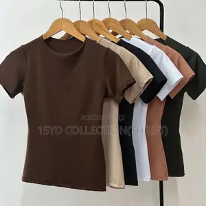 ⁠Women’s Fitted Short-Sleeve Basic Tops - Multiple Colors (S/M/L)⁠
