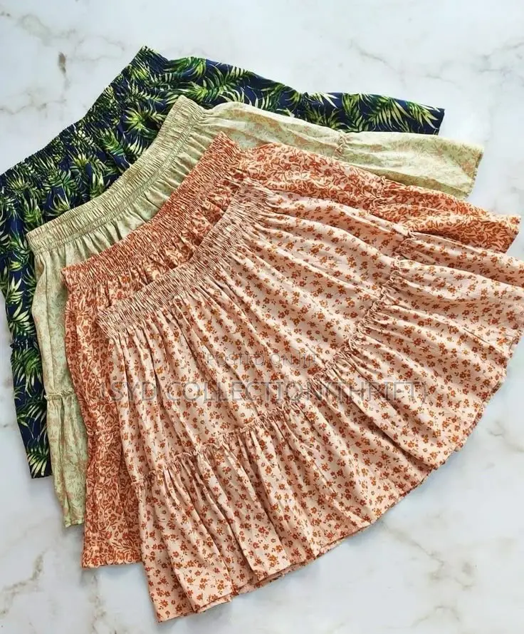 Floral & Tropical Shirred Mini Skirts -