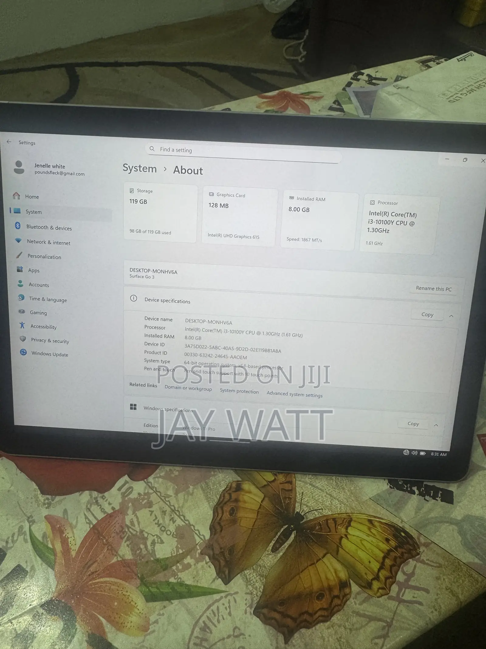 Laptop Microsoft Surface Go 3 8GB Intel Core i3 SSD 128GB