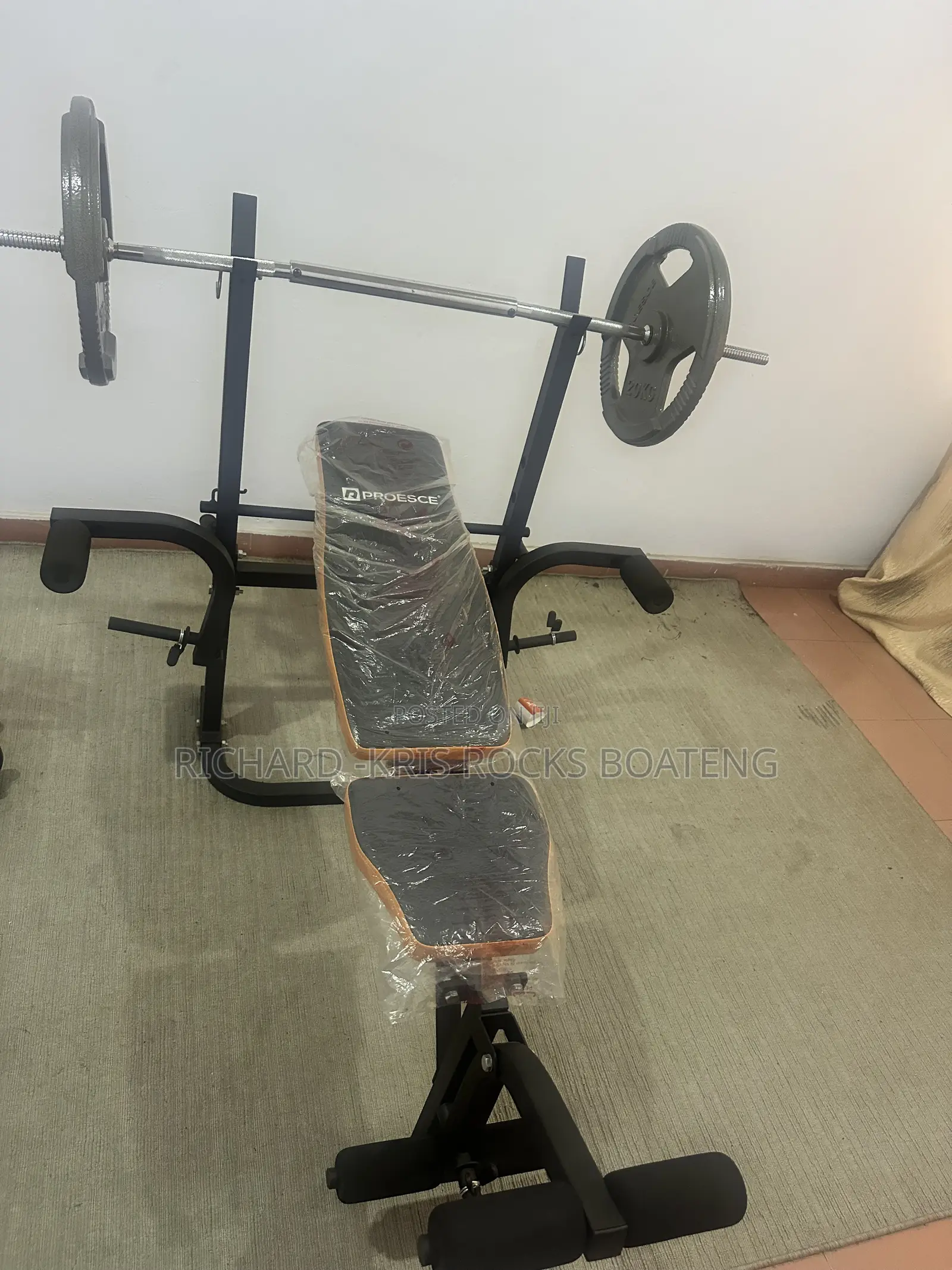Bench, Barbell and 20kg Weight Set