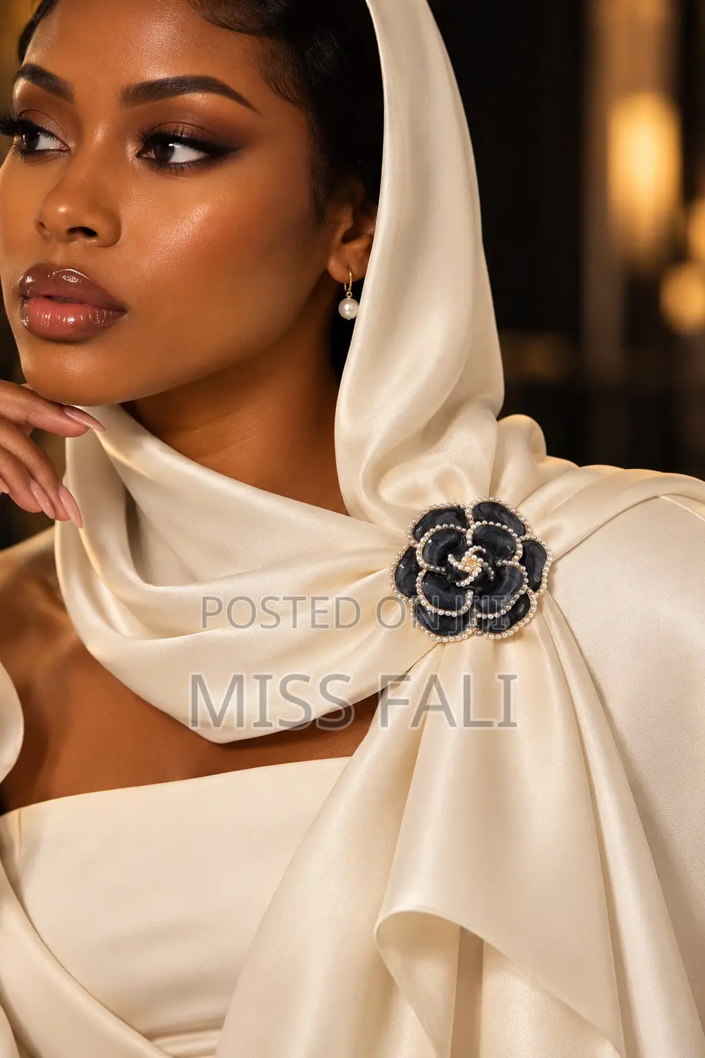 Noir Camellia Brooch