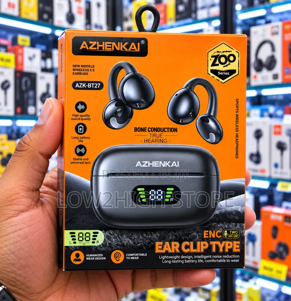 AZHENKAI AZK-BT27 Open-Ear Clip-on Bluetooth Earbuds - Low2High