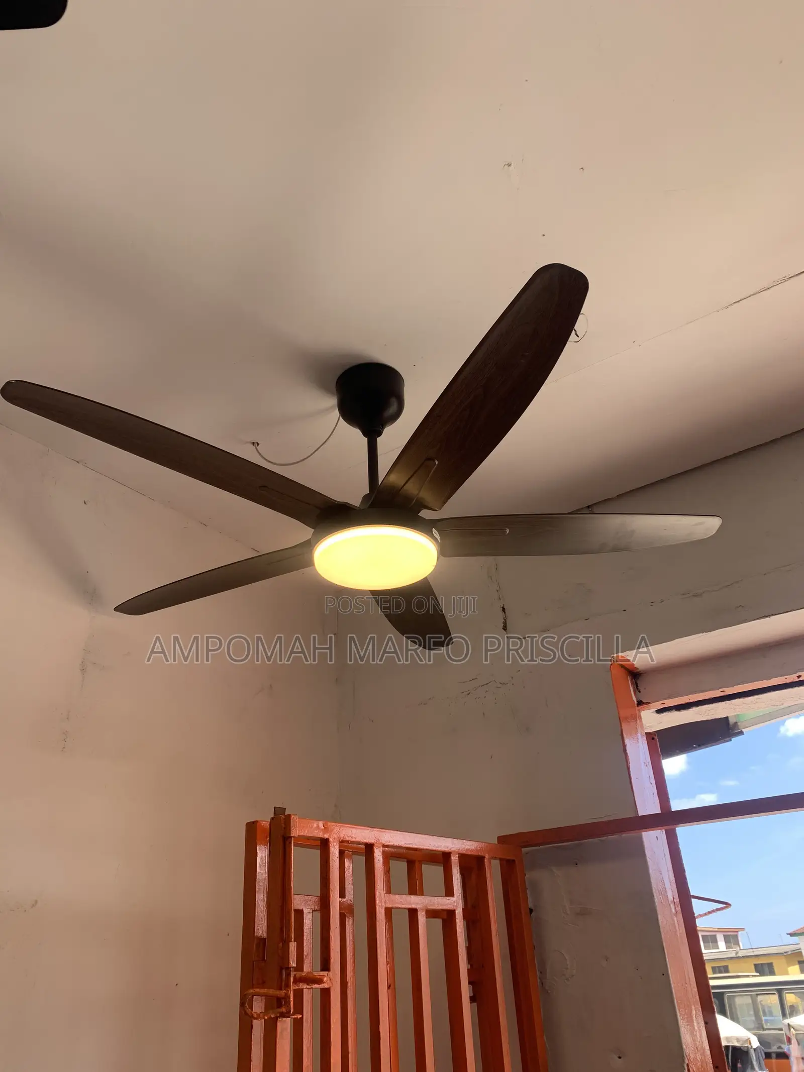 5blade Ceiling Fan With Light Dark Wood