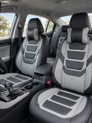 Grey Sport Leather Car Seat Cover Full Set With Neck Pillows