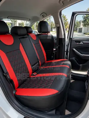 Red and Black Leather Seat Cover-Full Set