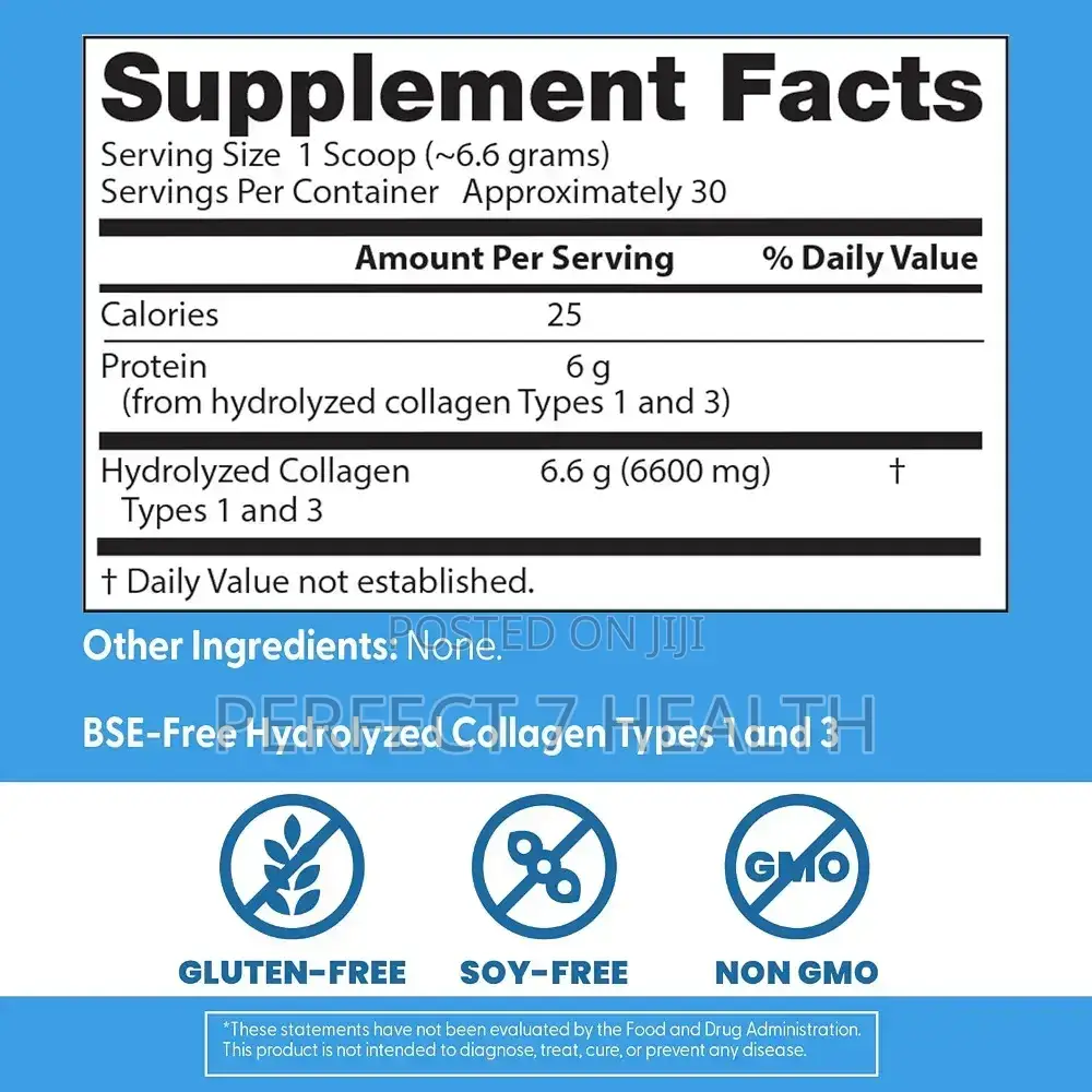 BSE-Free Hydrolyzed Pure Collagen Types 1 and 3 Powder, 7.1 Oz (200 G)